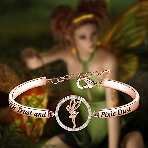 Fustmw Faith Trust And Pixie Dust Bracelet Fairy Angel Wings Jewelry Gifts For Princess Girls Women (Rose Gold) #TOP5