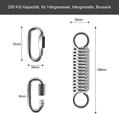 Ceiling Hook Hanging Chair Swing Spring 450 kg Capacity 360 Rotation Heavy Duty Stainless Steel Bracket Swing Hook Hanging Hook with 3 Carabiner Hooks for Hanging Chair Concrete Wood Hammock Punch - Image 3