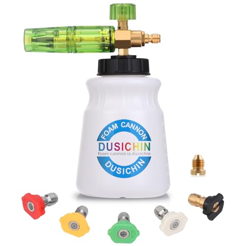 DUSICHIN DUS-007 Snow Foam Lance Foam Cannon Adjustable Jet Wash Quick Release 5 Pressure Washer Nozzles for Car Detailing Pressure Washer Black