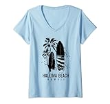 Photo Gallery donna haleiwa beach hawaii surf surfista vintage maglietta con collo a v Photo Gallery donna haleiwa beach hawaii surf surfista vintage maglietta con collo a v