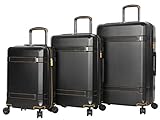 Lucas 3 Piece Luggage - Lightweight Scratch Resistant (ABS + PC) Hard Case Suitcase - Set Includes 20 Inch Carry on, 24 Inch and 28 Inch Checked Bag with 8-Rolling Spinner Wheels (Tivoli Black)