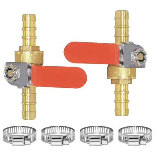 Joywayus Brass Shut Off Ball Valve 1/2" Barb x Barb 2-Way Hose Ball Valve Fittings (Pack of 2)