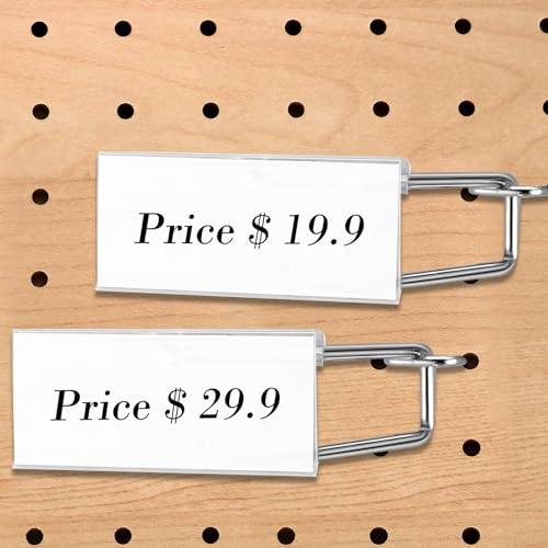Thyle 50 Pcs Metal Scan Hook with Label Holder for 1/8" to 1/4" Pegboard, Peg Board Hooks with Price Tag, Pegboard Wall Accessories, Metal Hooks for Home Garage Retail Display Supplies (4 Inch) by Thyle - Image 5