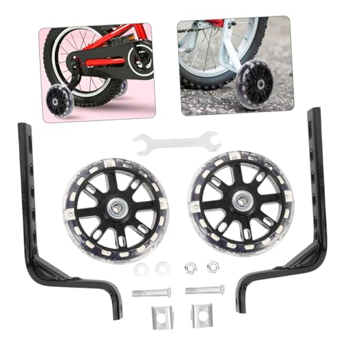 Mikinona 2 ruedas de entrenamiento para bicicletas, estabilizadores auxiliares con luces intermitentes, fáciles de instalar, ruedas de equilibrio para niños que aprenden a andar en bicicleta miniatura 5