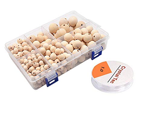 Image of DIY Natural Wood Beads Set - 1 Roll Crystal Elastic Line Decoration Accessories - Bracelet & Necklace Handicraft
