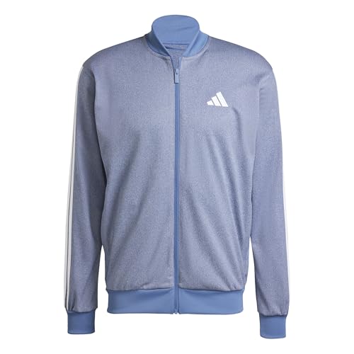 adidas Men's TRICOT REGULAR FIT TRACK TOP MELANGE, DARK BLUE MELANGE, XS