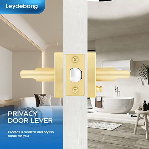 Leydebong 3 Pack Gold Door Handle Heavy Duty, Keyless Door Knob Reversible Square Door Lever For Bedroom, Bathroom And Rooms #TOP2