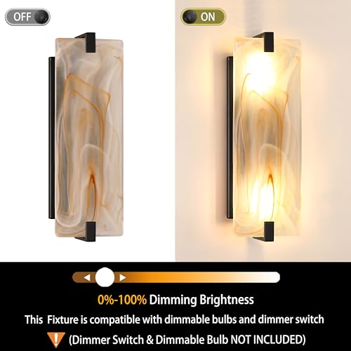 Image of 2 Pack 2 Light 15.7 inch Red Frosted Glass Bathroom Wall Sconce Modern Concise Style Wall Light Fixture,Black Finish for Bedroom Hallway Bedside