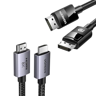 UGREEN VESA Certified 8K DisplayPort Cable 6.6FT, DP 1.4 Displayport to Displayport Cable Support 8K@60Hz, 4K@240Hz, FreeSync, G-Sync, HDR, 32.4Gbps for HDTVs, Displays, Monitors, Graphics, PC