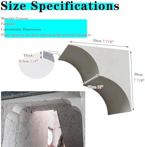 Elegant Half Circle Arch Moldings Set of 2, Doorway Trim Kit for Home Decor, Universal Corners Support, Arched Door Architrave (9.8x9.8x8.6 cm)