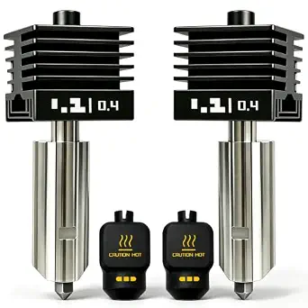 2‑Pack 0.4mm P2S Hotend for Bambu Lab P2S Nozzle X2D/H2D/H2S/A1/A1 Mini | Clog-Free, Wear-Resistant, Quick‑Swap Hardened Steel Extruder, Leak‑Proof, 350°C High‑Temp, 600mm/s High Speed for Daily Use