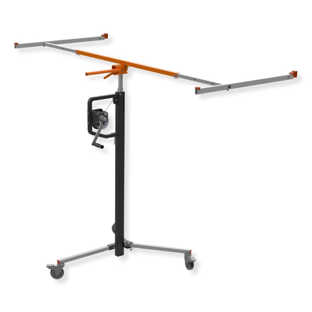 Mondelin - Lève Plaque de Plâtre Professionnel Easylev – Pose Horizontale jusqu’à 3,10 m – Treuil Sécurisé avec Frein – 65 kg – 4 Cales Anti-Dérapantes – Roues avec Frein – Fabrication française