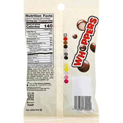 WHOPPERS Candy (Chocolate Covered Malted Milk Candy Balls),7 Ounce Bag (Pack of 12)