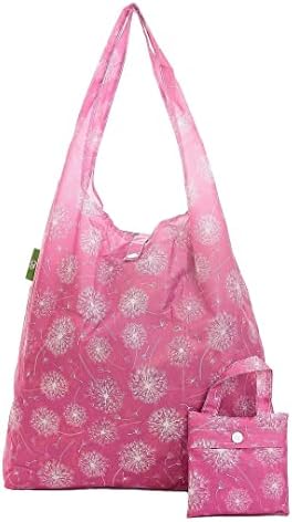 ECO CHIC Lightweight Foldable Reusable Shopping Bag | Water Resistant Shopping Tote Bag | Folds Into Attached Pouch for Storage | Made from Recycled Plastic Bottles