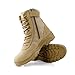 QUNLON Men's Tactical Military Boots Side Zipper Lightweight 8'' Army Combat Motorcycle Boots for Duty Work Sand-10.5US