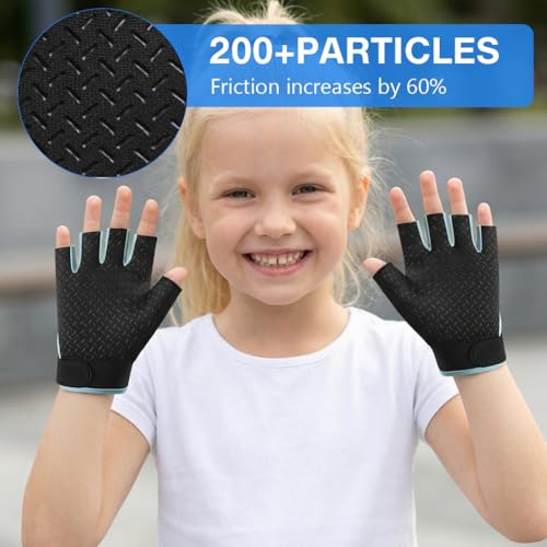 Image of PROBEROS Kids Riding Gloves for 8-13 Years, Anti-Slip Adjustable Palm Vibration Reduction Breathable Moisture-Wicking Design Sport Gloves, Fashion Cycling Gloves for Riding, All Outdoor Sport, Size-L