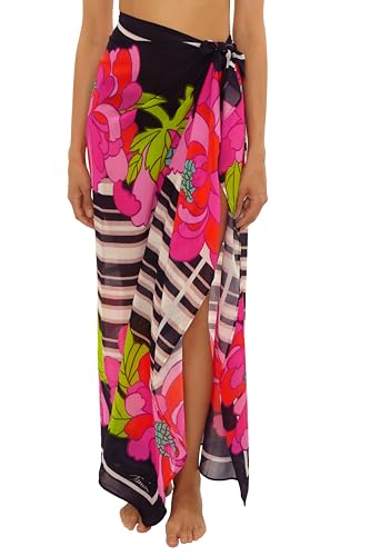 Trina Turk Bougainvillea - Women's Pareo, Casual, Floral Print, Beach Cover Ups for Women, Multicolor, One Size