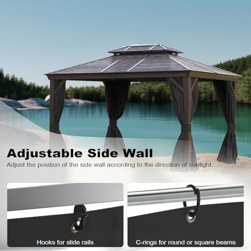 slashome 12'x12' Gazebo Curtains Outdoor Waterproof, Black Universal Replacement Curtain 4-Panels, Sidewalls with Zipper for Garden, Patio, Yard (Only Curtains) by slashome - Image 5