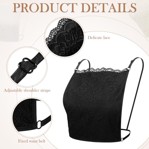 Jeere 3 peças de cobertura de decote de renda feminina, painéis de camisola, gola falsa, painel de m