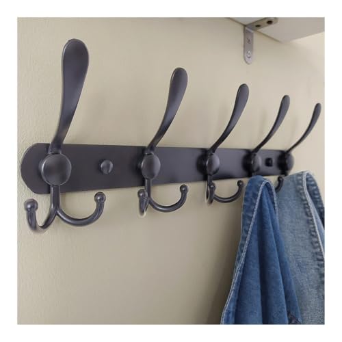 Perchero de pared de acero inoxidable resistente con ganchos triples negros 8