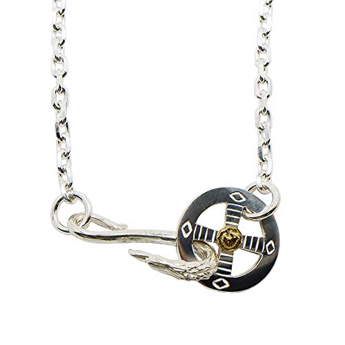 [TADY&KING] シルバー925 チェーン ネックレス 細 メンズ シルバーアクセサリーレジスト原宿 tkf-017 イーグルフック＆レギュラーホイールGPウルフ付きチェーン (細丸チェーン50cm)