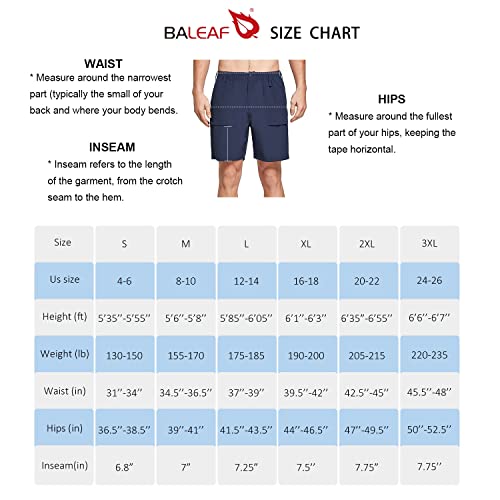 Baleaf Men's 7" Casual Shorts For Summer Elastic Waist Quick Dry Lightweight Short With Cargo Hiking Fishing Black Size L #TOP6
