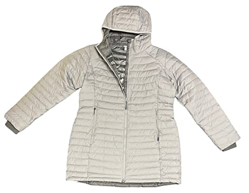 Columbia Women's White Out Mid Omni-Heat Long Hooded Jacket Coat Puffer (as1, alpha, s, regular, regular, Silver, S)