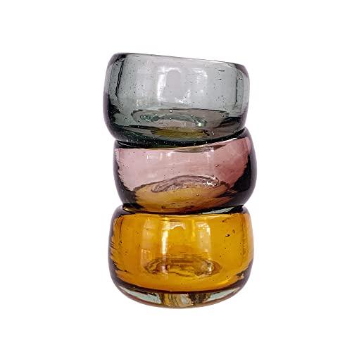 The Curated Pantry Hand Blown Mezcal + Tequila Glasses | Mezcal Copitas | Made In Mexico - Set Of 2 (5 Colors Available) (4 Fl Oz, Amber) #TOP2
