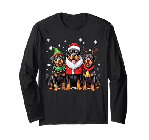 Rottweiler Cani Natale Divertente Babbo Natale Renna Elfo Maglia a Manica