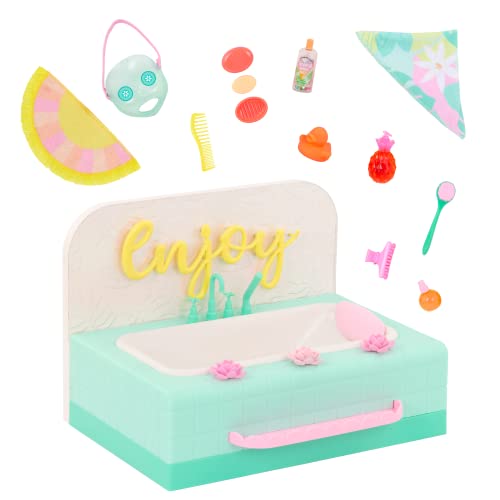 Glitter Girls – Bathtub Furniture Set – Accessories For 14-Inch Dolls – Rug, Towel & Hairbrush – Pretend Face Mask & Soap – 3 Years + – Bubbly Bathtime Playset #TOP8