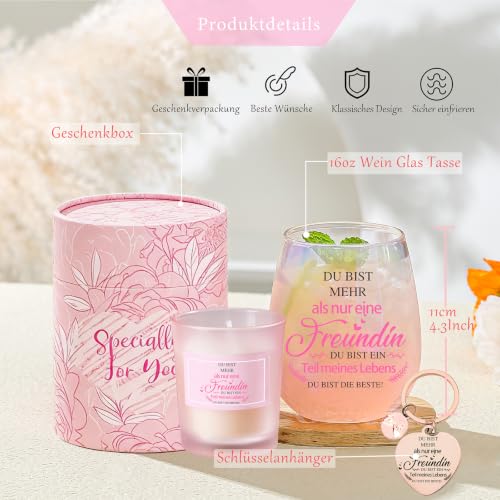 Arefen Geschenke für Freundin Frauen Weingläser Geburtstagsgeschenk für Frauen Personalisierte Geschenke für Beste Freundin Dankeschön… – Ansicht 3