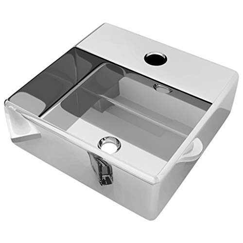 vidaXL Lavabo avec Trou pour Robinet Lave-Mains Vasque à Poser Vasque à Monter Salle de Bain Intérieur Salle d'Eau Cabine de Toilette Maison 38x30x11,5 cm Céramique