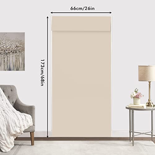 WingFly Blackout Door Curtains Sticker Privacy French Door Curtains 26x68 Inch Room Darkening Curtains for Glass Door Thermal Insulated Tie Up Shades Window Curtains Beige 2PC - Image 4
