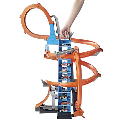 image for Hot Wheels Toy Car Track Set, Sky Crash Tower More Than 2.5-ft Tall, I