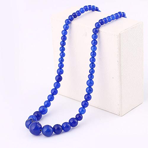 Collar del Colgante De Piedra Natural Torre Ágata Redonda Tamaño De Cadena Beads Moda Lucky Cura Suéter De Cristal Bohemia Dama Cadena Joyas Reiki Yoga Encanto,Calcedonia Azul Cover