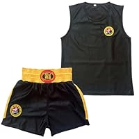 SDKZBFC Ärmelloses Kinder Kampfsport Uniform Set,Boxset für Erwachsene, Atmungsaktive Sparring Performance Trainingsanzüge Ideal für Training und Wettkämpfe Schwarz 140