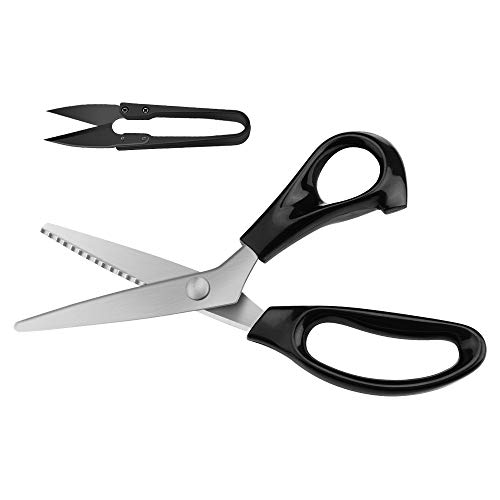 Pinking Shears for Fabric, Zig Zag Scissors, Ergonomic Grips, Ultra-Sharp, Professional Peaking Shears for Sewing, Craft, Dressmaking, 9 Inch, Black by YAZEMKEL - Used condition - US$6.46