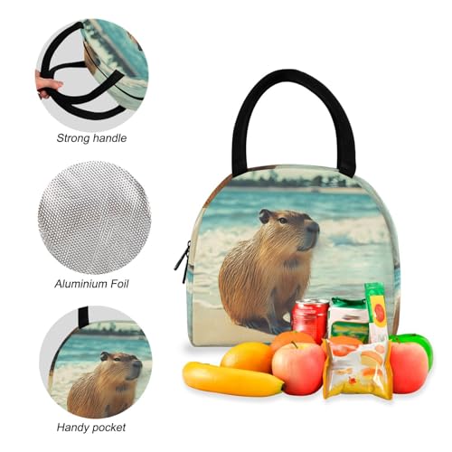 Backpack Lunch Box Set Large Capacity Travel Backpacks and Insulated Lunch Bag for Commute Hiking Picnic Beach Capybara Print4