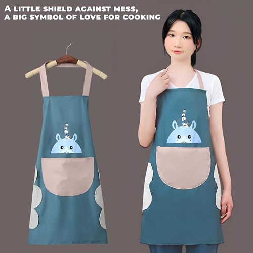 Image of Kraptick Kitchen Apron - Comfortable Cooking Waterproof Apron for Men and Women With Pocket and Side Coral Velvet for Wiping
