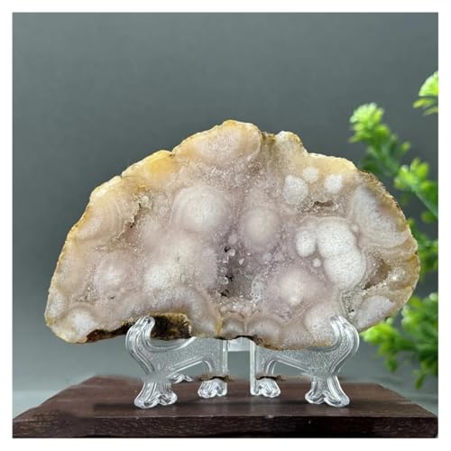 Géode d agate rose en fleur sur support de 136g pour deco - 2