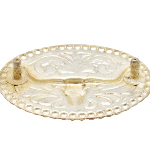 Round Silver And Gold Tone Longhorn Concho, Texas Inspired Conchos With Snap Closure For Leather Saddle Or Belt, Western Accessories For Cowboys And Cowgirls, Pack Of 2, 1.18 Inches #TOP2