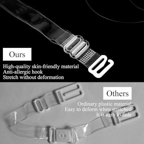 WY LIGHTING LEVEL Unsichtbare Klare BH Träger, 8 Stück rutschfeste Transparent BH Schultergurte Verstellbare Durchsichtige BH-Träger Ersatz für Frauen