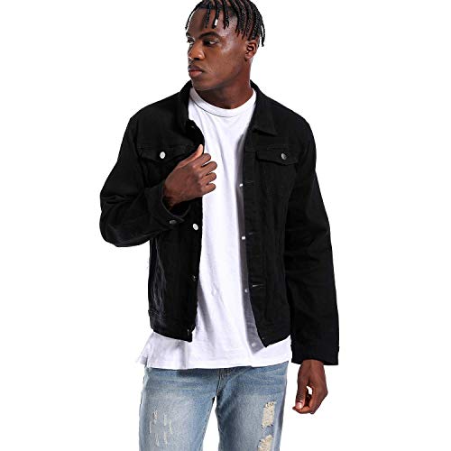 Image of Mens Denim Jacket Ripped Slim Jean Jacket Coat for Men