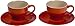 Le Creuset Stoneware Set of 2 Cappuccino Cups and Saucers, Flame