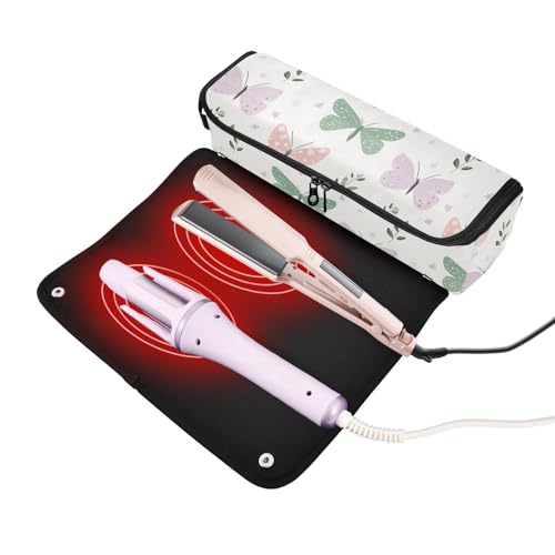 Butterfly Garden Pastel Beige Bolsa de Viaje para Herramientas de Cabello para Rizador, Plancha y Secador, Organizador Portátil para Mujeres, Material Resistente al Calor y Diseño de Gran Capacidad miniatura 2