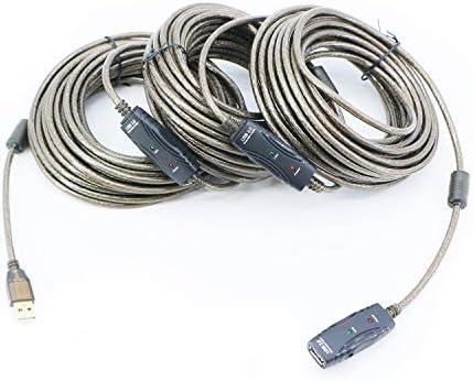 Pasow USB 2.0 A Male to A Female Extension Cable USB Active Repeater Cord with Built-in Signal Booster for Printer, Keyboard, Game Console, Loudspeaker, Oculus Rift, scanners(100 Feet with Led Light)
