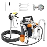 MAXXT Pistola de Pintura Airless Alta Potencia 1300W, 220-240V~50Hz, Presión Máx 3000PSI, Caudal 1,44L/min, Manguera 7,5m, Boquilla 517, Manómetro & Accesorios Completos para Hogar y Profesional