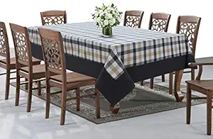 AIRWILL Cotton Checkered Pattern 8 Seater Table Cloth Pack of 1 pc (Grey)