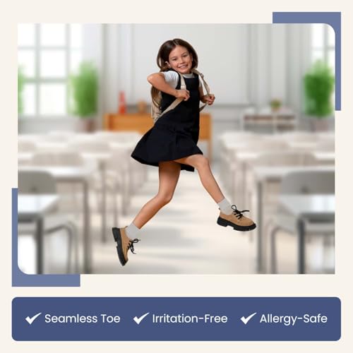 Girls Ribbed Cotton Turn Cuff Uniform School Socks – Seamless Crew Fit – Soft Ankle Socks for School & Activewear4