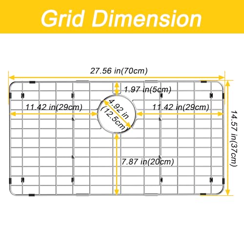 SlimmKISS Sink Rack,27-9/16 * 14-9/16 inch,Sink Protectors for Kitchen Sink,Stainless Steel Sink Grid for Bottom of Sink,Metal Sink Grate with Strainer by SlimmKISS - Image 3
